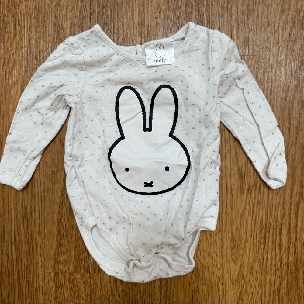 Miffy Cream and Black Polka Dot Baby Onesie 12-18 months